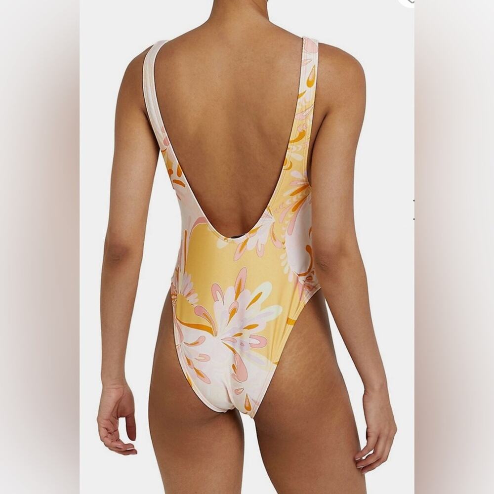 NWOT RIVER ISLAND Scoop-Neck Printed Swimsuit Pull On Style Open Back Size 12 - Picture 4 of 9